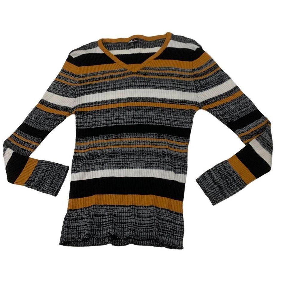 Striped Rib Knit Sweater